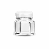 Kit 5 Potes de Vidro 40g Sextavado com Tampa Metal para Geleias e Velas -