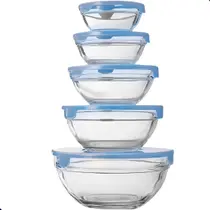 Kit 5 Potes de Vidro com Tampa Hermética Armazenamento de Alimentos