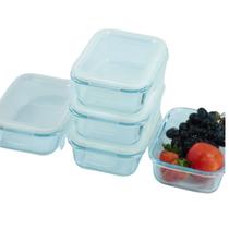 Kit 5 Potes De Vidro Hermético 640ml Marmita Com Tampa Kit 5 Potes De Vidro Hermético 640ml Marmita Com Tampa