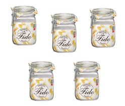 Kit 5 Potes de Vidro Hermético Original FIDO Terrina 1000 ml Ø 10,6 mm Multiuso Kit 5 Potes de Vidro Hermético Original FIDO Terrina 1000 ml Ø 10,6 mm Multiuso