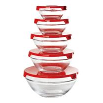 kit 5 Potes de Vidro Hermetico Tampa Capacidade Até 1028ml -