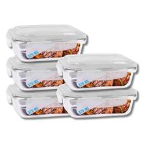 Kit 5 Potes De Vidro Marmita C/ Tampa Hermético 640ml Oferta