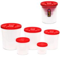 Kit 5 Potes grande plástico tampa rosca mantimento Vasilha tapoer tapuer tupperware tapawer plasútil