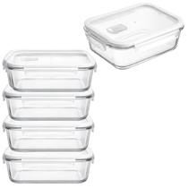 Kit 5 Potes Hermético Vidro 1 Litro 4 Travas Marmita Cozinha