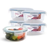 Kit 5 Potes Hermético Vidro Redondo Médio Salada Fit 620ml
