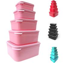 Kit 5 Potes Herméticos com Tampa Freezer Microondas Geladeira Organizador de Mantimentos 500ml 1L 2L 3L 5L Super Resistente