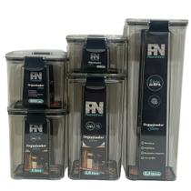 Kit 5 Potes Herméticos Com Tampa Vedação Quadrado Plasnorton