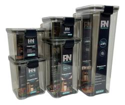 Kit 5 Potes Herméticos Com Tampa Vedação Quadrado Plasnorton