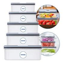 Kit 5 Potes Herméticos Premium - Organização Total e Alimentos Sempre Frescos Kit 5 Potes Herméticos Premium - Organização Total e Alimentos Sempre Frescos