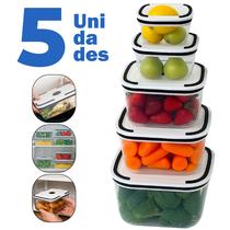 Kit 5 Potes Herméticos Transparentes Para Frezzer E Microondas Linha Premium