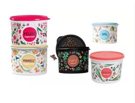 Kit 5 Potes Mantimento Pop Box Com Arroz 2 Kg Tupperware