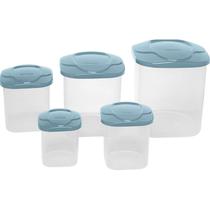 Kit 5 Potes Mantimentos Cozinha Anti Vazamento Com Tampa - Jaguar Plasticos