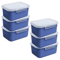 Kit 5 Potes Marmita Fitness 750ml com Trava Lateral Para Microondas Geladeira Dieta e Almoço Kit 5 Potes Marmita Fitness 750ml com Trava Lateral Para Microondas Geladeira Dieta e Almoço