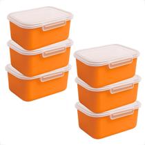 Kit 5 Potes Marmita Fitness 750ml com Trava Lateral Para Microondas Geladeira Dieta e Almoço