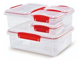 Kit 5 Potes Multiuso com Trava e Vedação Freezer Microondas Kit 5 Potes Multiuso com Trava e Vedação Freezer Microondas