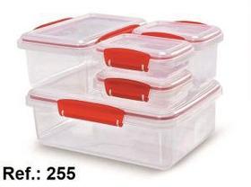 Kit 5 Potes Multiuso com Trava e Vedação Freezer Microondas Kit 5 Potes Multiuso com Trava e Vedação Freezer Microondas