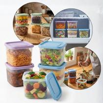 Kit 5 Potes Multiuso Quadrados Para Armazenar E Organizar Alimentos