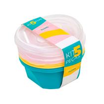 Kit 5 Potes Organizacionais 740Ml C/ Tampa Marmita Freezer Kit 5 Potes Organizacionais 740Ml C/ Tampa Marmita Freezer