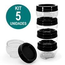 Kit 5 Potes Organizadores Gire e Trave BPA Free Plasútil 155ml Empilha Fácil