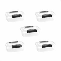 Kit 5 Potes Para Alimentos Mantimentos 4 Litros Travas Preto