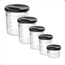 Kit 5 Potes para Mantimentos Alimentos Plástico com Tampa de Rosca Cozinha Grãos Cereais Massas Kit 5 Potes para Mantimentos Alimentos Plástico com Tampa de Rosca Cozinha Grãos Cereais Massas