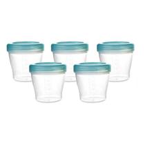 Kit 5 Potes Para Papinhas e Leite Materno Azul 150ml Kababy Kit 5 Potes Para Papinhas e Leite Materno Azul 150ml Kababy