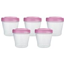 Kit 5 Potes Para Papinhas e Leite Materno Rosa 150ml Kababy Kit 5 Potes Para Papinhas e Leite Materno Rosa 150ml Kababy