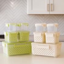 Kit 5 Potes Plástico Organizador Alimentos Conserva Cesto Guarda Vasilha Recipiente Armazena