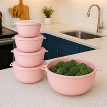 Kit 5 Potes Plastico Redondos Bowl Cozinha Marmita Livre Bpa