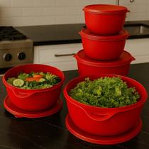 Kit 5 Potes Plastico Redondos Bowl Cozinha Marmita Livre Bpa