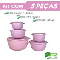 Kit 5 Potes Plastico Redondos Bowl Livre Bpa