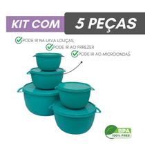 Kit 5 Potes Plastico Redondos Bowl Livre Bpa
