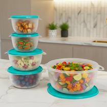 Kit 5 Potes Plastico Redondos Bowl Livre Bpa Cor:TIFANNY TRANSP