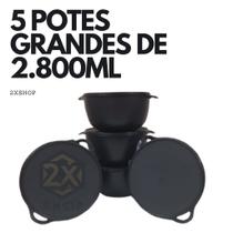 Kit 5 Potes Plásticos Bowl 2800ml Grandes Herméticos Cozinha Organizador Alimentos Resistente Kit 5 Potes Plásticos Bowl 2800ml Grandes Herméticos Cozinha Organizador Alimentos Resistente