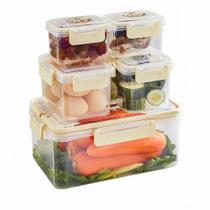 Kit 5 Potes Plásticos com Tampa Cesto Organizador Alimentos Frutas Legumes
