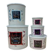 Kit 5 Potes Plasticos Livre BPA Porta Mantimento Alimento