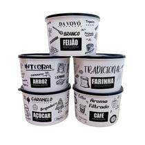 Kit 5 Potes Plásticos Porta Mantimentos Black 2 Litros