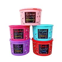 Kit 5 Potes Plásticos Porta Mantimentos Coloridos 2 Litros Kit 5 Potes Plásticos Porta Mantimentos Coloridos 2 Litros