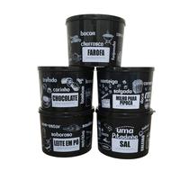 Kit 5 Potes Plásticos Porta Mantimentos Pretos 1 Litro