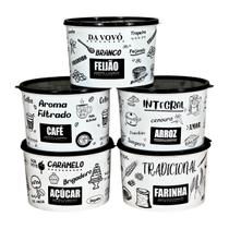 Kit 5 Potes Porta Mantimento Alimento Herméticos Decorado Kit 5 Potes Porta Mantimento Alimento Herméticos Decorado