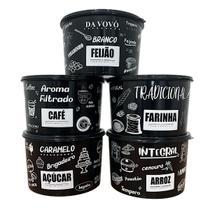 Kit 5 Potes Porta Mantimento Alimento Herméticos Decorado Kit 5 Potes Porta Mantimento Alimento Herméticos Decorado