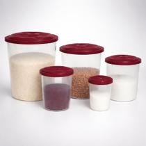 Kit 5 potes porta mantimentos plástico BPA Free com tampa