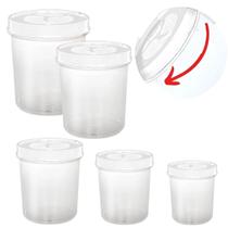 Kit 5 Potes Porta Mantimentos Tampa Rosca Branca Potes Organizadores Transparente