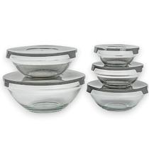 Kit 5 Potes Tigelas de Vidro Com Tampa Redondo Wincy Casa