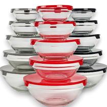 Kit 5 Potes Tigelas de Vidro Redondo Com Tampa Wincy Casa