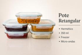 Kit 5 Potes Vidro 350ml Retangular para Alimentos e Organização da Cozinha P/microondas, Freezer Bpa Free Kit 5 Potes Vidro 350ml Retangular para Alimentos e Organização da Cozinha P/microondas, Freezer Bpa Free