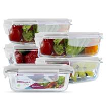 Kit 5 Potes Vidro Hermético Retangular 370ml Papinha Pequeno