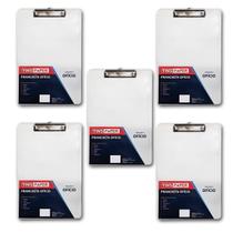 Kit 5 Prancheta Ofício Cristal Transparente Predendor Metal