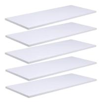 Kit 5 Prateleiras 50X25 Flutuantes Mdf 15Mm Branco Decoração Kit 5 Prateleiras 50X25 Flutuantes Mdf 15Mm Branco Decoração