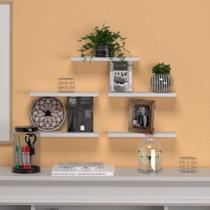 Kit 5 Prateleiras Retas Simples Decorativas Moderna Hall de Entrada Sala